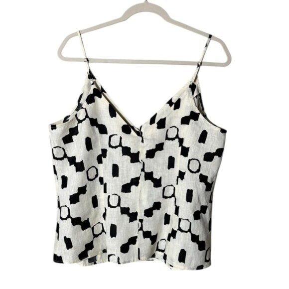 H&M Women Linen Tank Cami Button Up Large Lagom Artsy Beachy Lagenlook Cream NWT - Picture 4 of 8